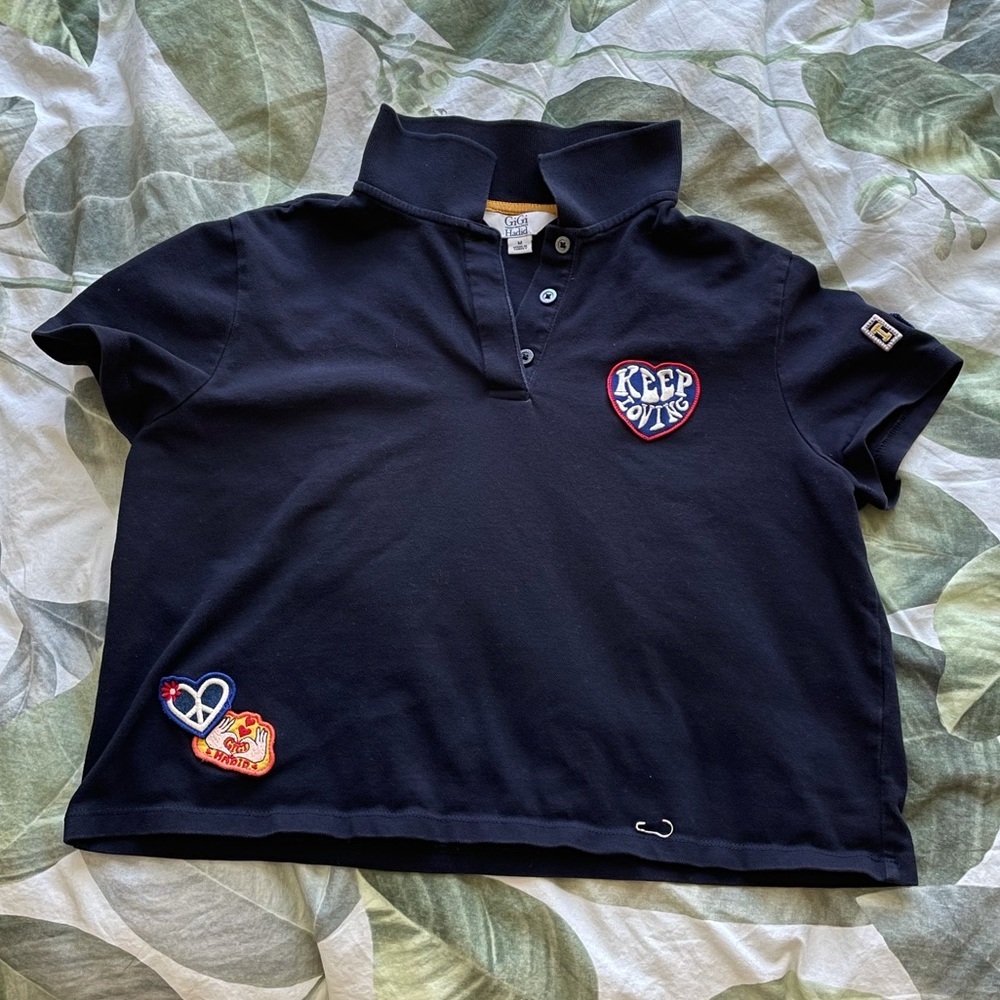 Gigi Hadid x Tommy Hilfiger crop top with patches